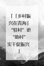 「乡村振兴在青海」“驻村”更“助村” 实干促振兴