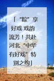 “粽”享好戏 戏韵流芳！共赴河北“中华有好戏”特别之约