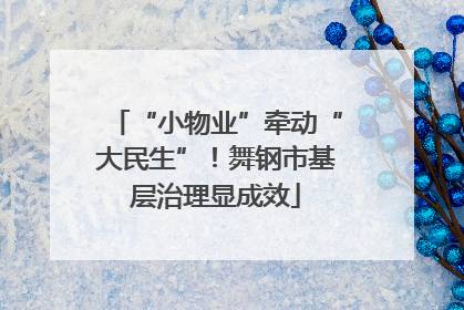 “小物业”牵动“大民生”！舞钢市基层治理显成效