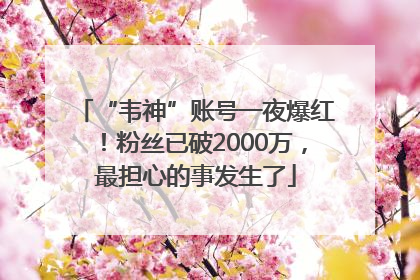 “韦神”账号一夜爆红！粉丝已破2000万，最担心的事发生了