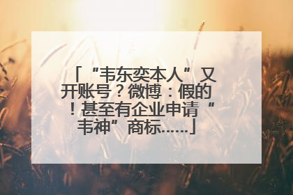 “韦东奕本人”又开账号？微博：假的！甚至有企业申请“韦神”商标……