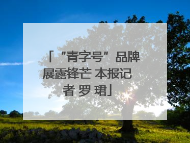 “青字号”品牌展露锋芒 本报记者 罗 珺