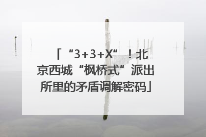 “3+3+X”！北京西城“枫桥式”派出所里的矛盾调解密码