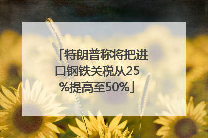 特朗普称将把进口钢铁关税从25%提高至50%