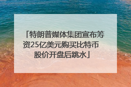 特朗普媒体集团宣布筹资25亿美元购买比特币 股价开盘后跳水