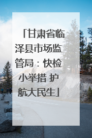 甘肃省临泽县市场监管局：快检小举措 护航大民生