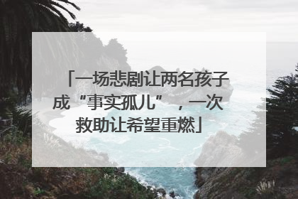 一场悲剧让两名孩子成“事实孤儿”，一次救助让希望重燃
