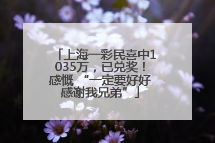 上海一彩民喜中1035万，已兑奖！感慨 “一定要好好感谢我兄弟”