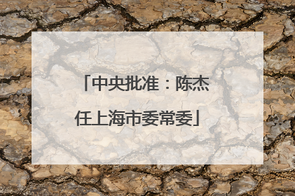中央批准：陈杰任上海市委常委