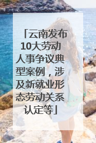 云南发布10大劳动人事争议典型案例，涉及新就业形态劳动关系认定等