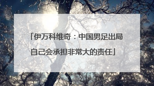 伊万科维奇：中国男足出局自己会承担非常大的责任