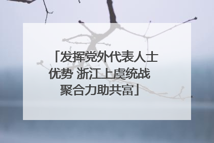 发挥党外代表人士优势 浙江上虞统战聚合力助共富