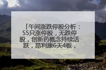 午间涨跌停股分析：55只涨停股，无跌停股，创新药概念持续活跃，昂利康6天4板，众生药业2连板