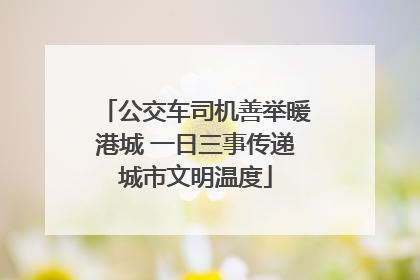 公交车司机善举暖港城 一日三事传递城市文明温度
