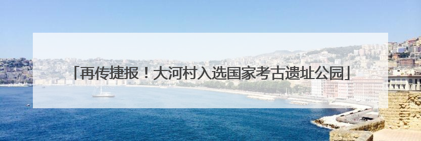 再传捷报！大河村入选国家考古遗址公园