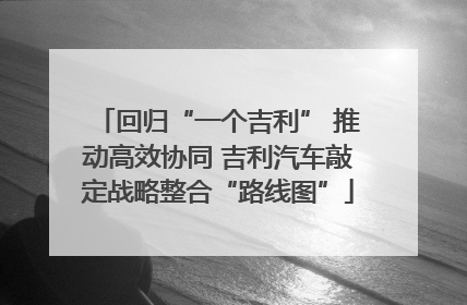 回归“一个吉利” 推动高效协同 吉利汽车敲定战略整合“路线图”