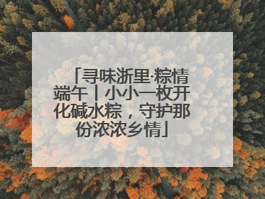 寻味浙里·粽情端午丨小小一枚开化碱水粽，守护那份浓浓乡情