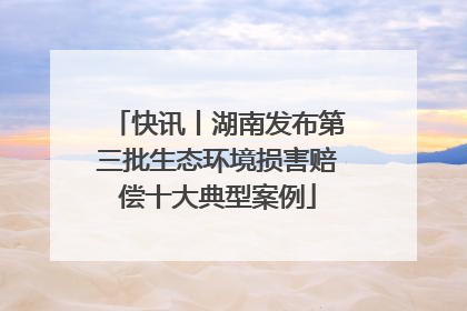 快讯丨湖南发布第三批生态环境损害赔偿十大典型案例