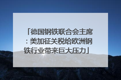德国钢铁联合会主席：美加征关税给欧洲钢铁行业带来巨大压力