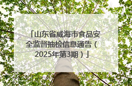 山东省威海市食品安全监督抽检信息通告（2025年第3期）