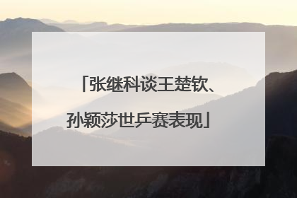 张继科谈王楚钦、孙颖莎世乒赛表现