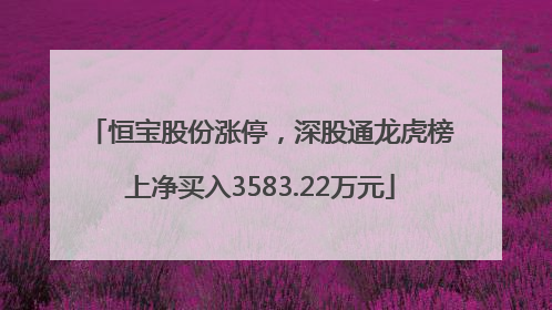 恒宝股份涨停，深股通龙虎榜上净买入3583.22万元