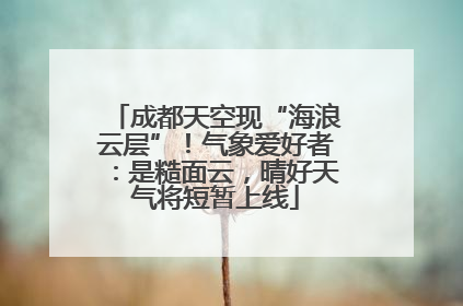 成都天空现“海浪云层”！气象爱好者：是糙面云，晴好天气将短暂上线