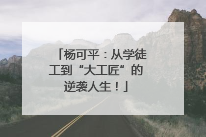 杨可平：从学徒工到“大工匠”的逆袭人生！