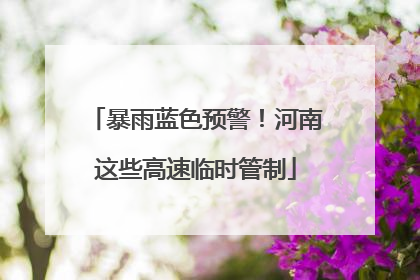 暴雨蓝色预警！河南这些高速临时管制