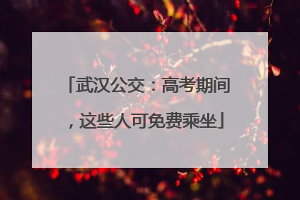 武汉公交：高考期间，这些人可免费乘坐