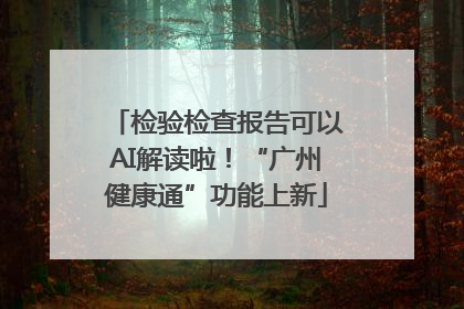检验检查报告可以AI解读啦！“广州健康通”功能上新