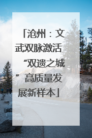 沧州：文武双脉激活“双遗之城”高质量发展新样本