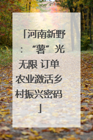 河南新野：“薯”光无限 订单农业激活乡村振兴密码