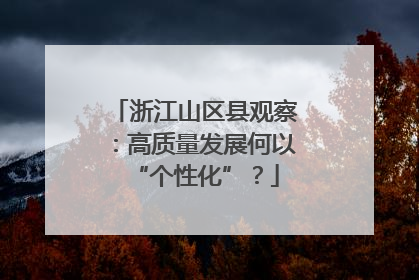 浙江山区县观察：高质量发展何以“个性化”？