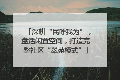 深耕“民呼我为”，盘活闲置空间，打造完整社区“翠苑模式”
