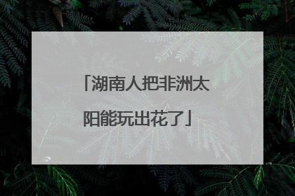 湖南人把非洲太阳能玩出花了