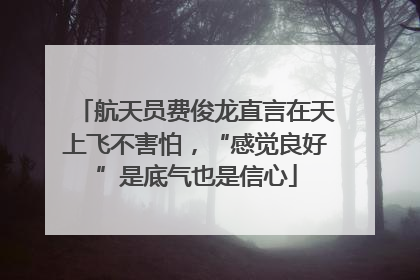 航天员费俊龙直言在天上飞不害怕，“感觉良好”是底气也是信心