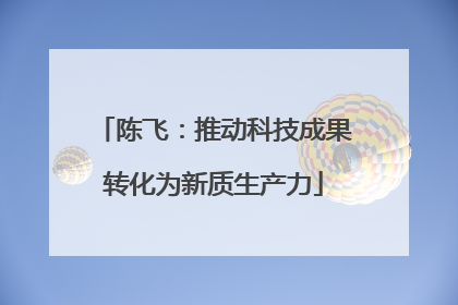 陈飞：推动科技成果转化为新质生产力