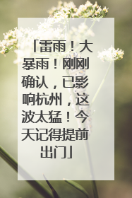 雷雨！大暴雨！刚刚确认，已影响杭州，这波太猛！今天记得提前出门