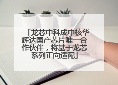 龙芯中科成中核华辉达国产芯片唯一合作伙伴，将基于龙芯系列正向适配