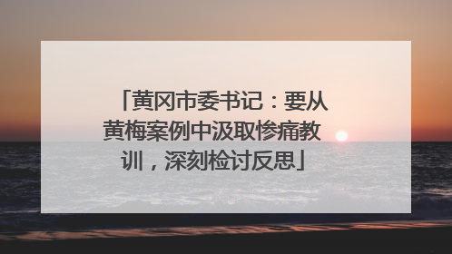 黄冈市委书记：要从黄梅案例中汲取惨痛教训，深刻检讨反思