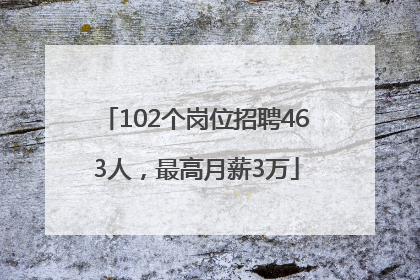 102个岗位招聘463人，最高月薪3万
