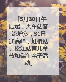 5月30日午后起，火车站客流增多，31日迎高峰，虹桥站、松江站有儿童节和端午亲子活动