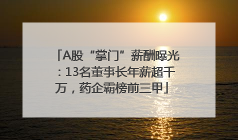 A股“掌门”薪酬曝光：13名董事长年薪超千万，药企霸榜前三甲